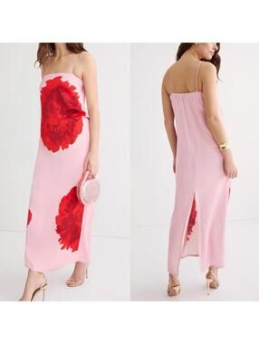 RTR Suboo Pink Spaghetti Strap Emilia Bustier Gown w/ Red Flowers (MED) FLAW